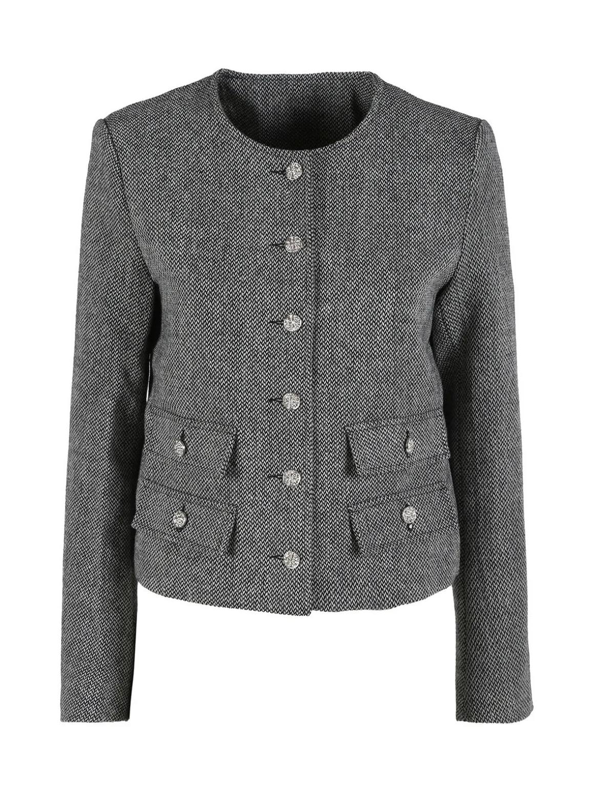 Solada Blazer donna spigato in misto lana - nero