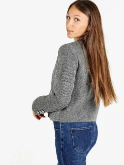 Solada Blazer donna spigato in misto lana - nero