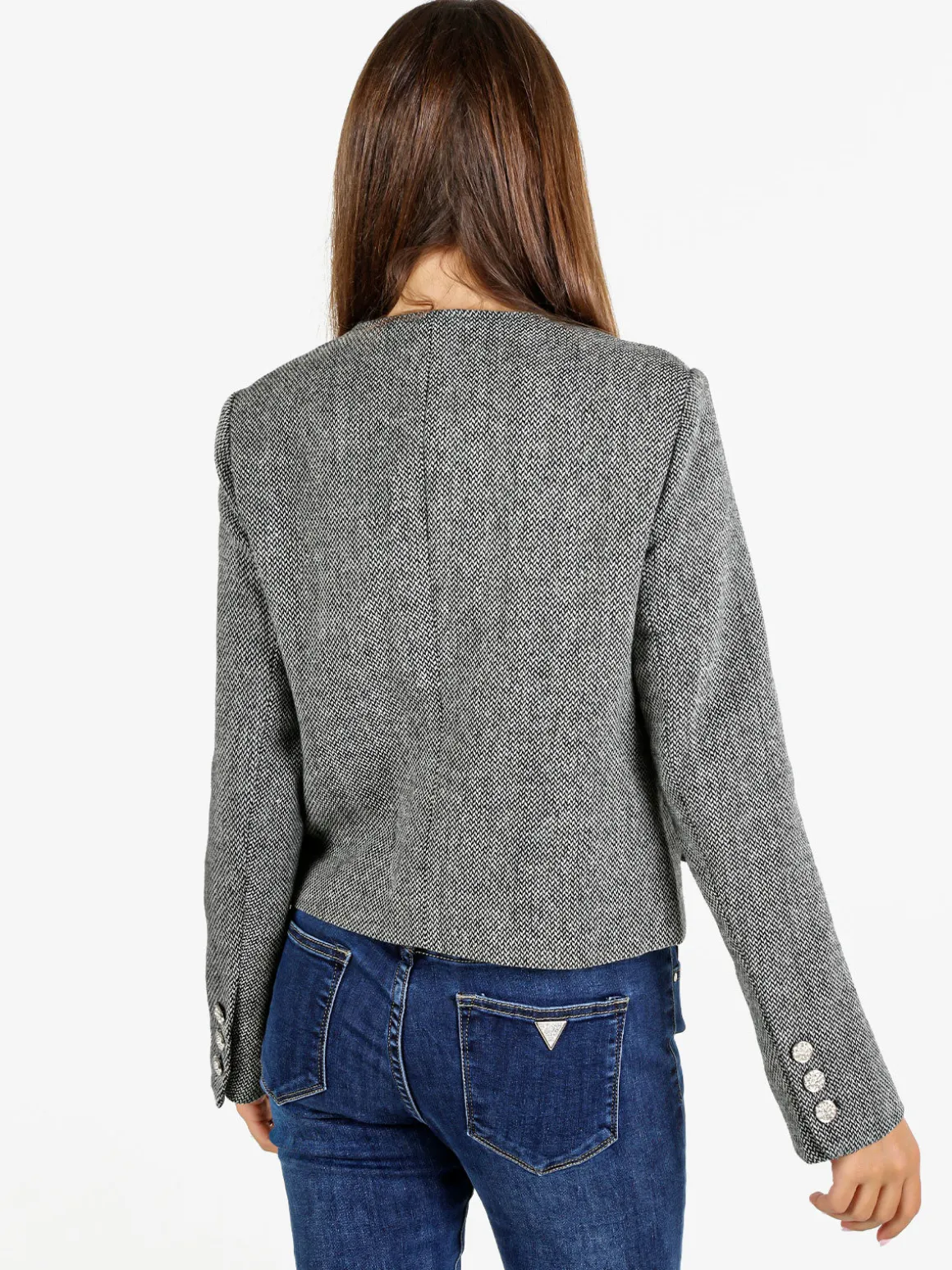Solada Blazer donna spigato in misto lana - nero