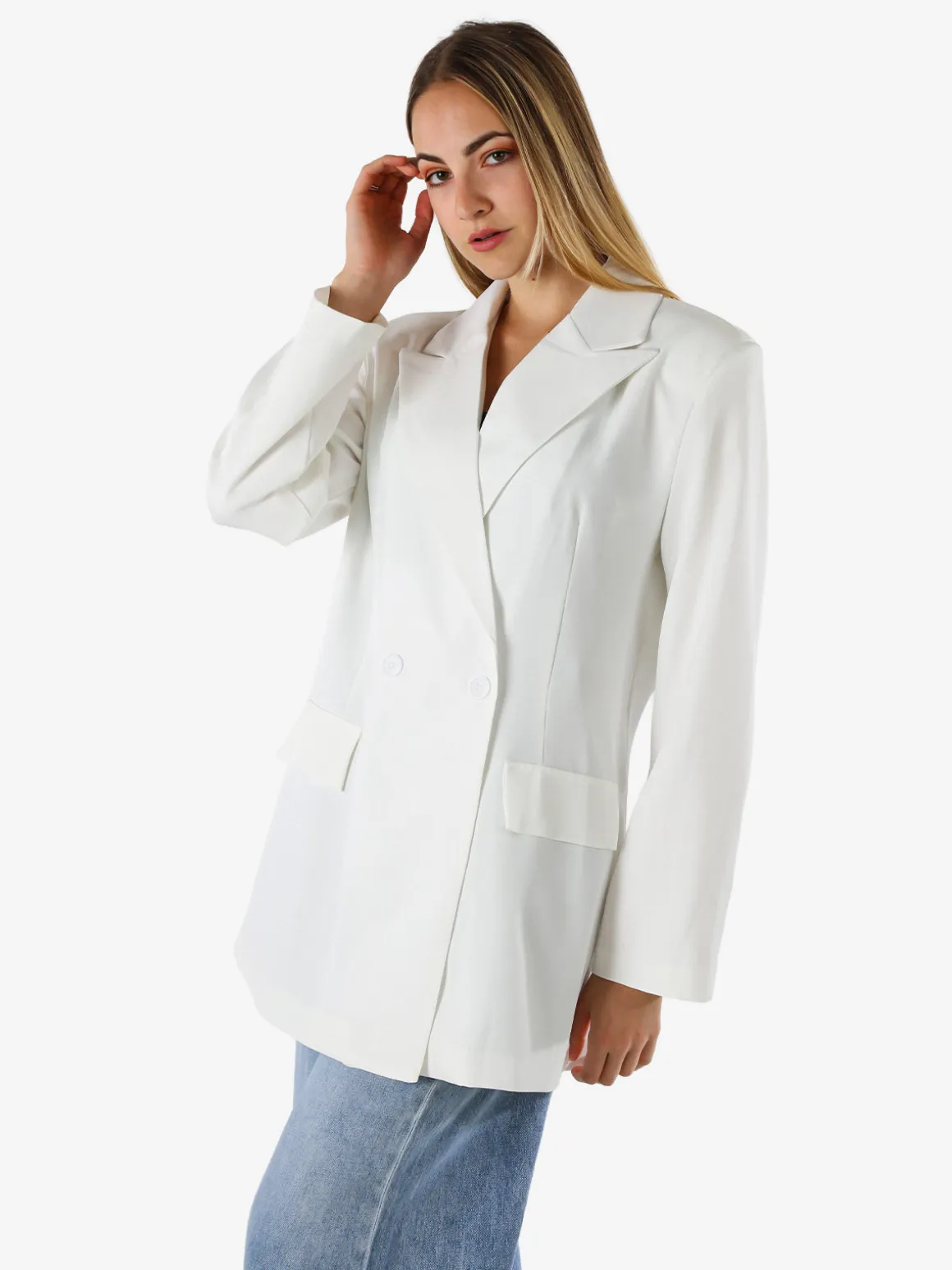 Solada Blazer oversize da donna con chiusura a doppiopetto - bianco