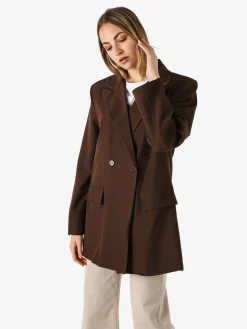 Solada Blazer oversize da donna con chiusura a doppiopetto - moro