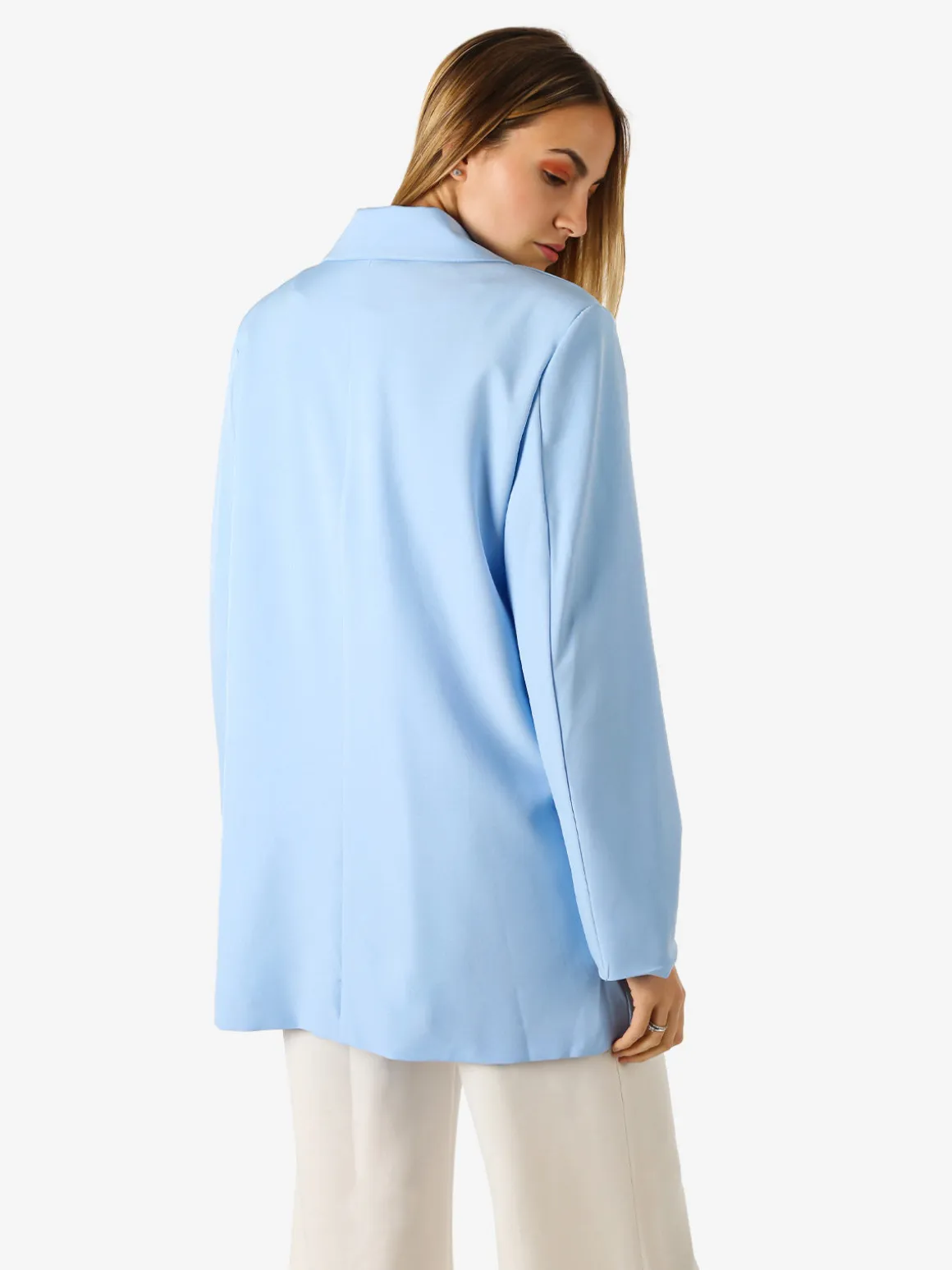 Solada Blazer oversize da donna con chiusura a doppiopetto - azzurro