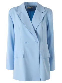Solada Blazer oversize da donna con chiusura a doppiopetto - azzurro