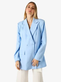 Solada Blazer oversize da donna con chiusura a doppiopetto - azzurro