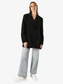 Solada Blazer oversize da donna con chiusura a doppiopetto - nero