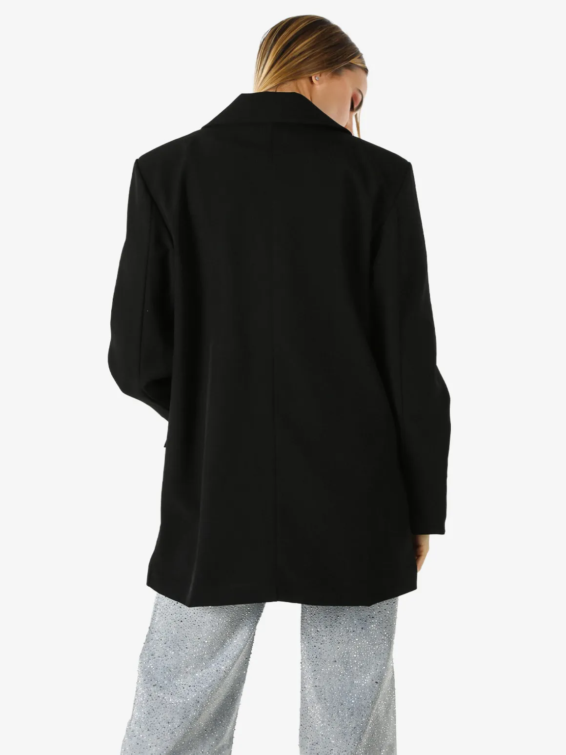 Solada Blazer oversize da donna con chiusura a doppiopetto - nero