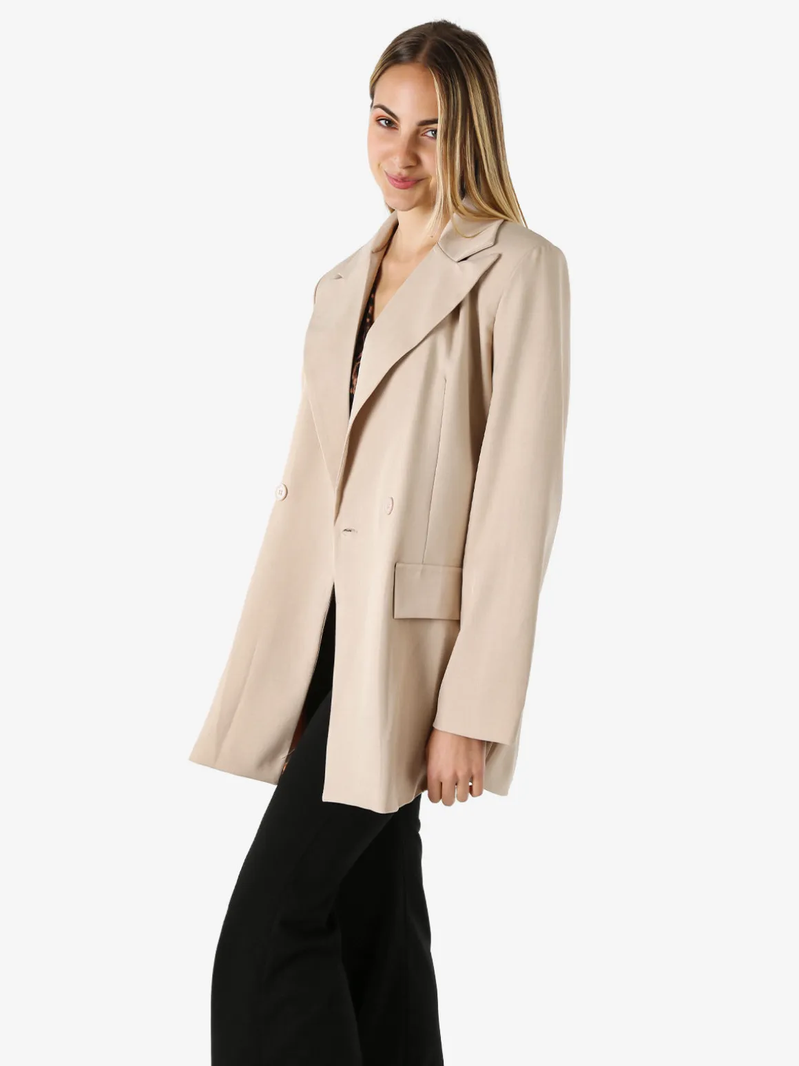 Solada Blazer oversize da donna con chiusura a doppiopetto - beige
