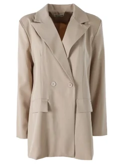 Solada Blazer oversize da donna con chiusura a doppiopetto - beige
