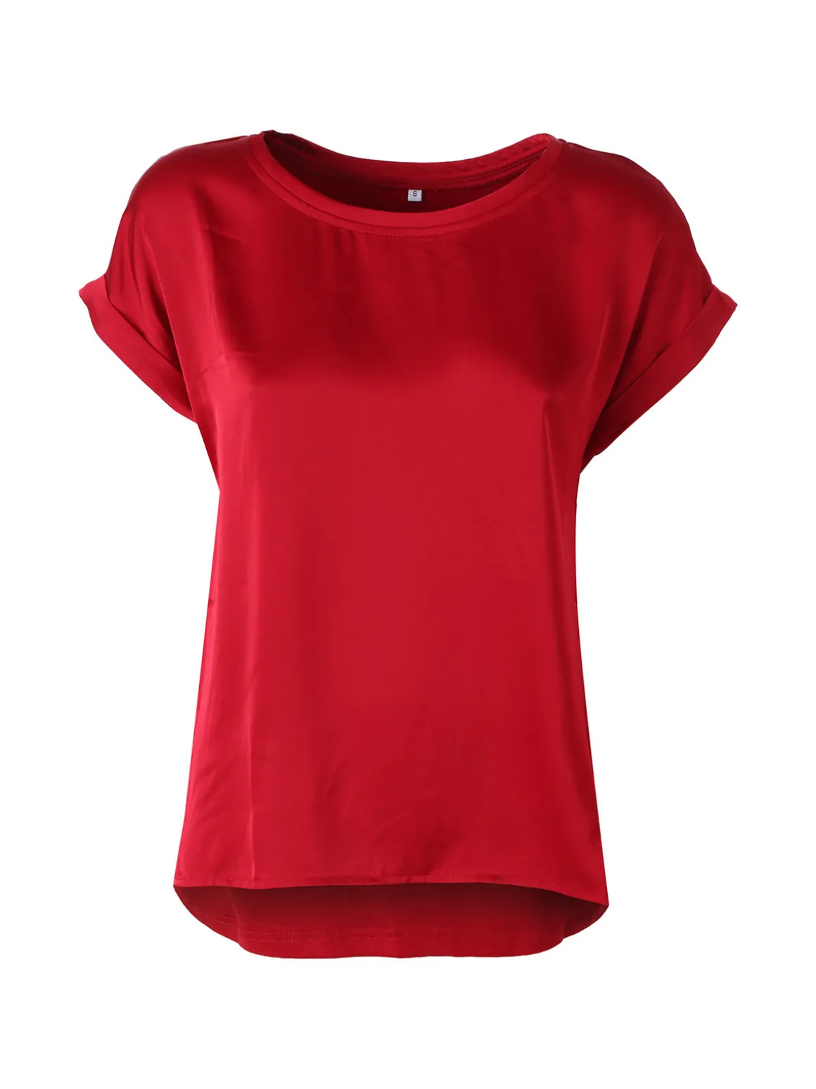 Solada Blusa da donna a maniche corte con parte davanti effetto raso - bordeaux