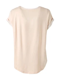 Solada Blusa da donna a maniche corte con parte davanti effetto raso - beige