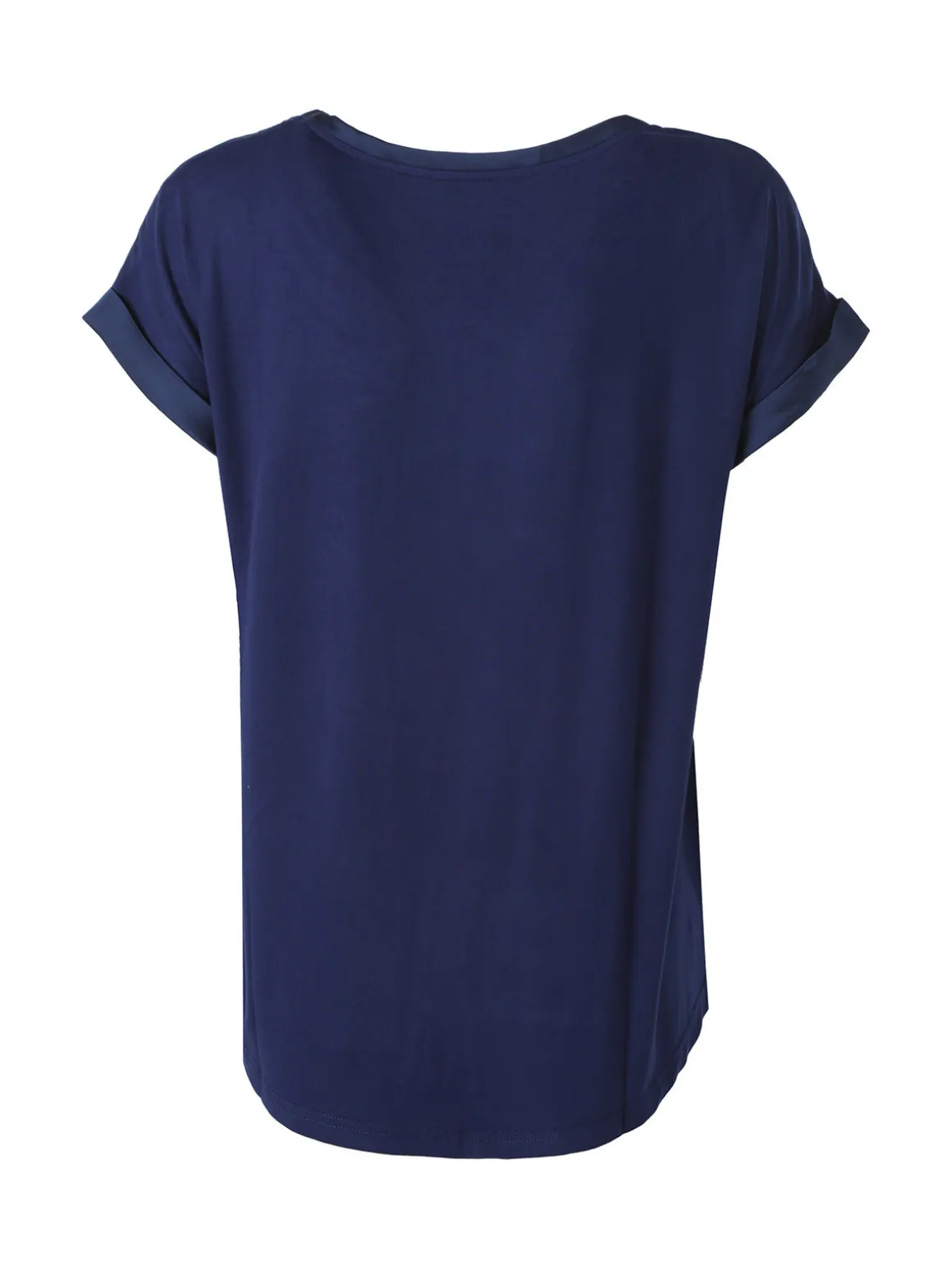 Solada Blusa da donna a maniche corte con parte davanti effetto raso - blu scuro