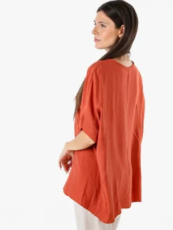 Solada Blusa da donna a maniche corte a pipistrello - arancione