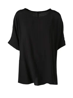 Solada Blusa da donna a maniche corte a pipistrello - nero