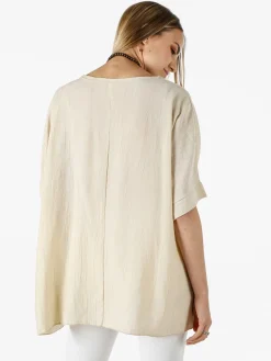 Solada Blusa da donna a maniche corte a pipistrello - beige