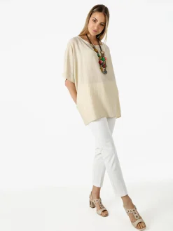 Solada Blusa da donna a maniche corte a pipistrello - beige