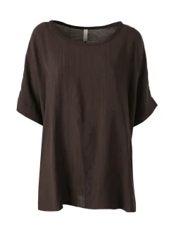 Solada Blusa da donna a maniche corte a pipistrello - moro