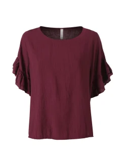 Solada Blusa da donna con maniche corte a volant - porpora
