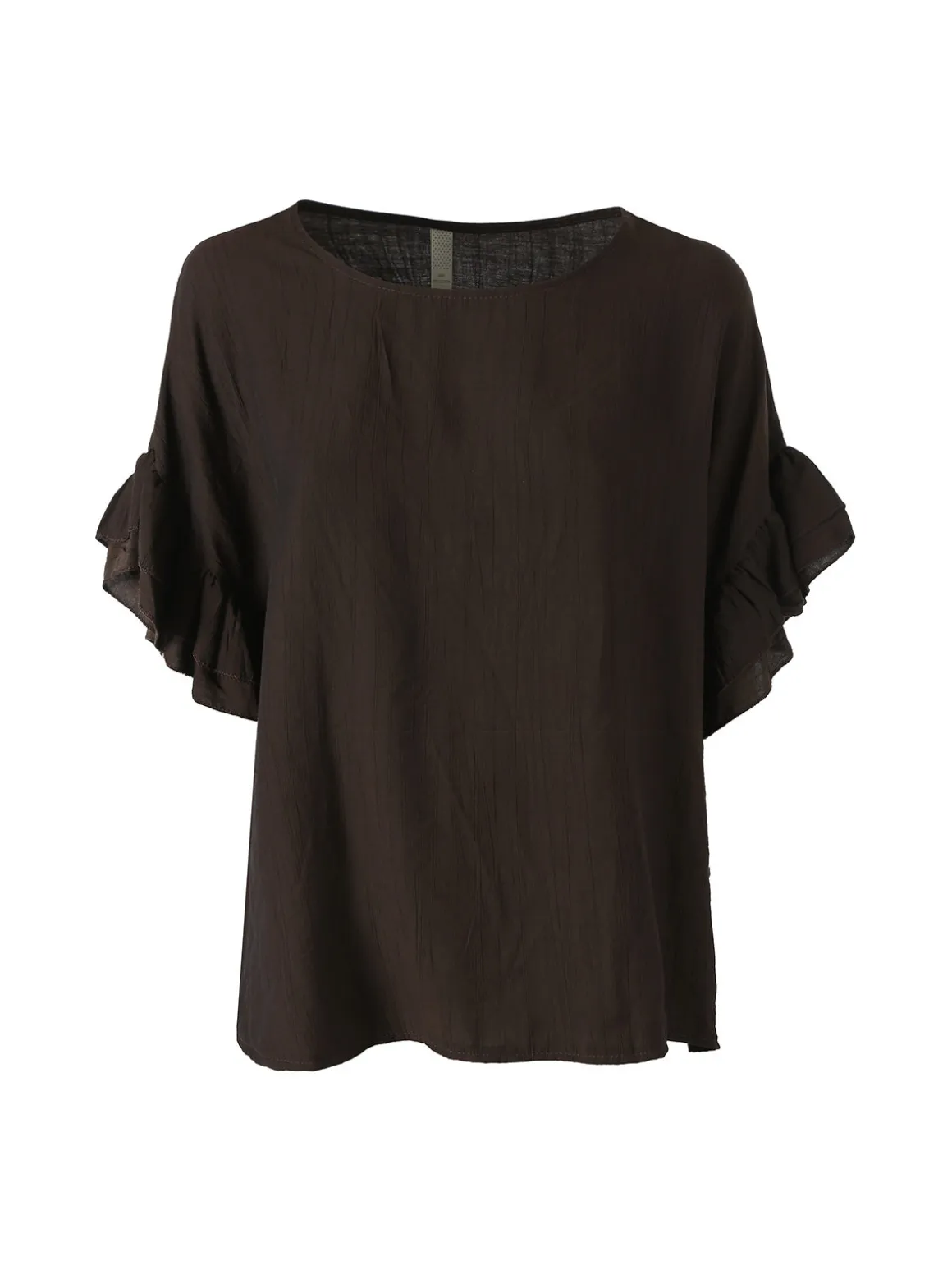 Solada Blusa da donna con maniche corte a volant - moro