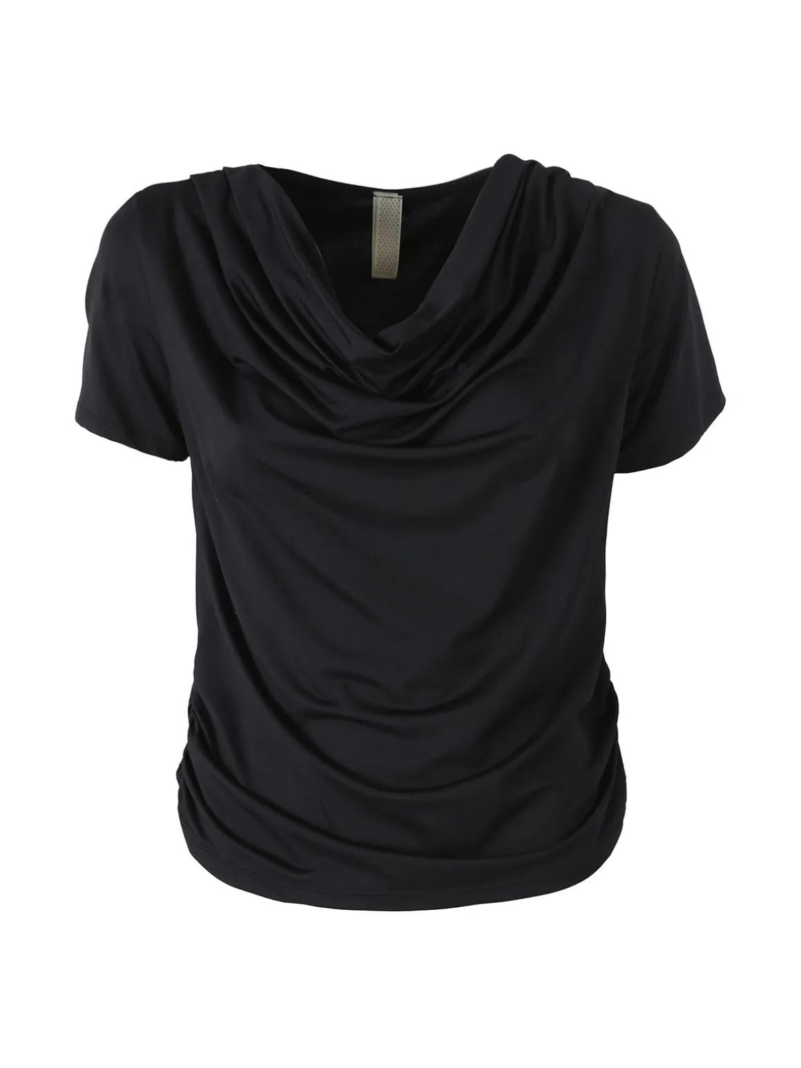 Solada Blusa donna a maniche corte con scollo a cascata - nero