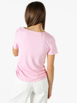 Solada Blusa donna a maniche corte con scollo a cascata - rosa