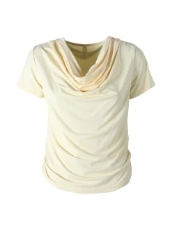 Solada Blusa donna a maniche corte con scollo a cascata - giallo