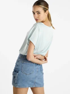 Solada Blusa donna a maniche corte effetto raso
