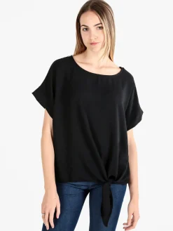 Solada Blusa donna a maniche corte con nodo sul fondo