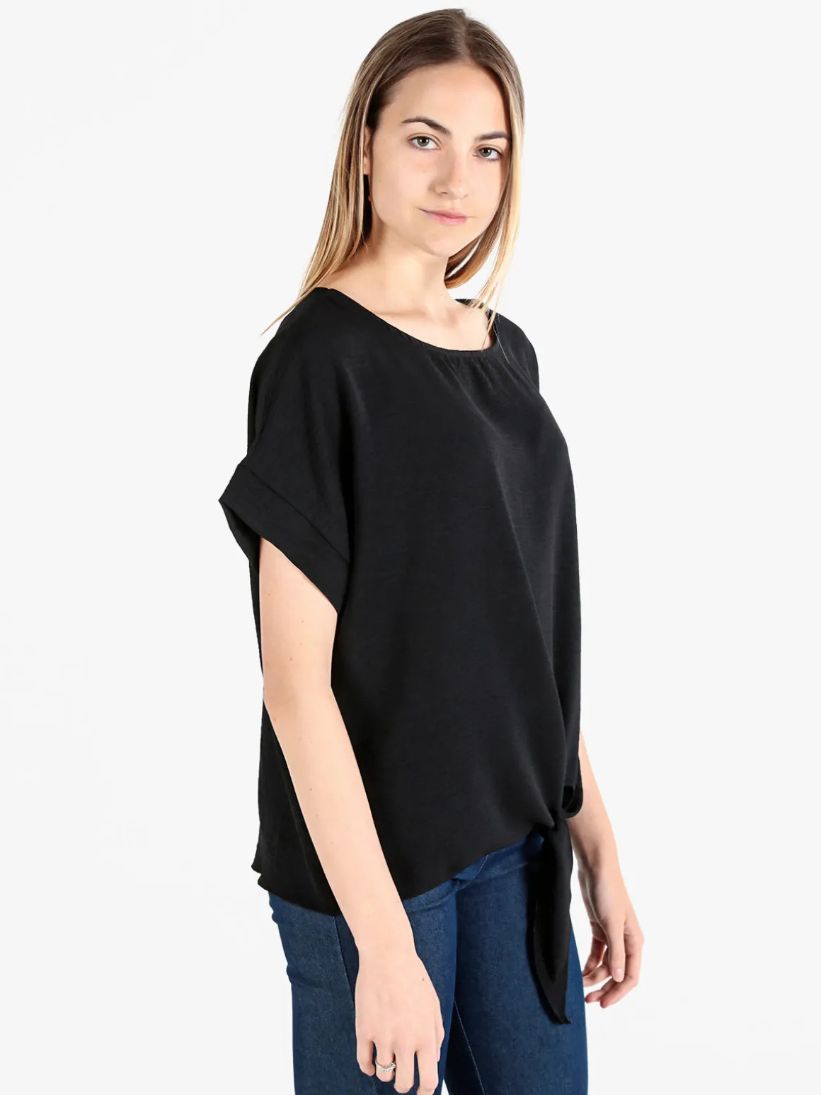 Solada Blusa donna a maniche corte con nodo sul fondo