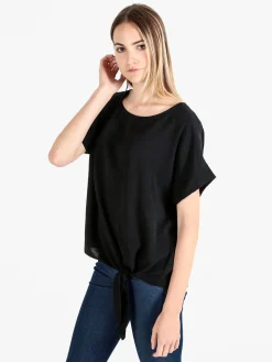 Solada Blusa donna a maniche corte con nodo sul fondo
