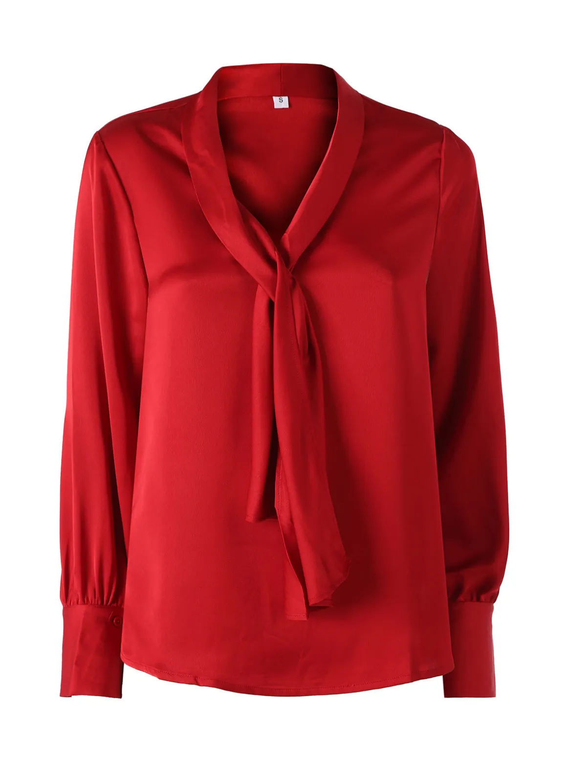 Solada Blusa donna a maniche lunghe in tessuto simil raso - rosso