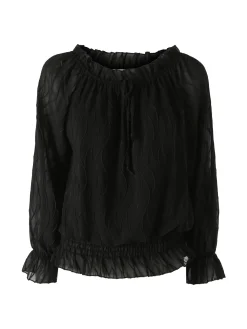 Solada Blusa donna a maniche lunghe con scollo a barchetta - nero