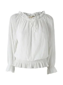 Solada Blusa donna a maniche lunghe con scollo a barchetta - bianco