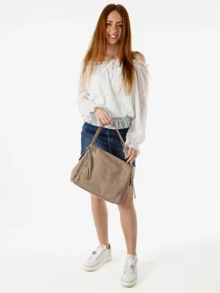 Solada Blusa donna a maniche lunghe con scollo a barchetta - bianco