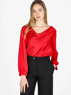 Solada Blusa donna a maniche lunghe con scollo a cascata