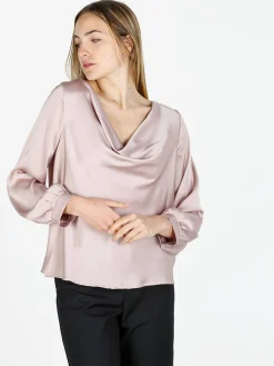 Solada Blusa donna a maniche lunghe con scollo a cascata