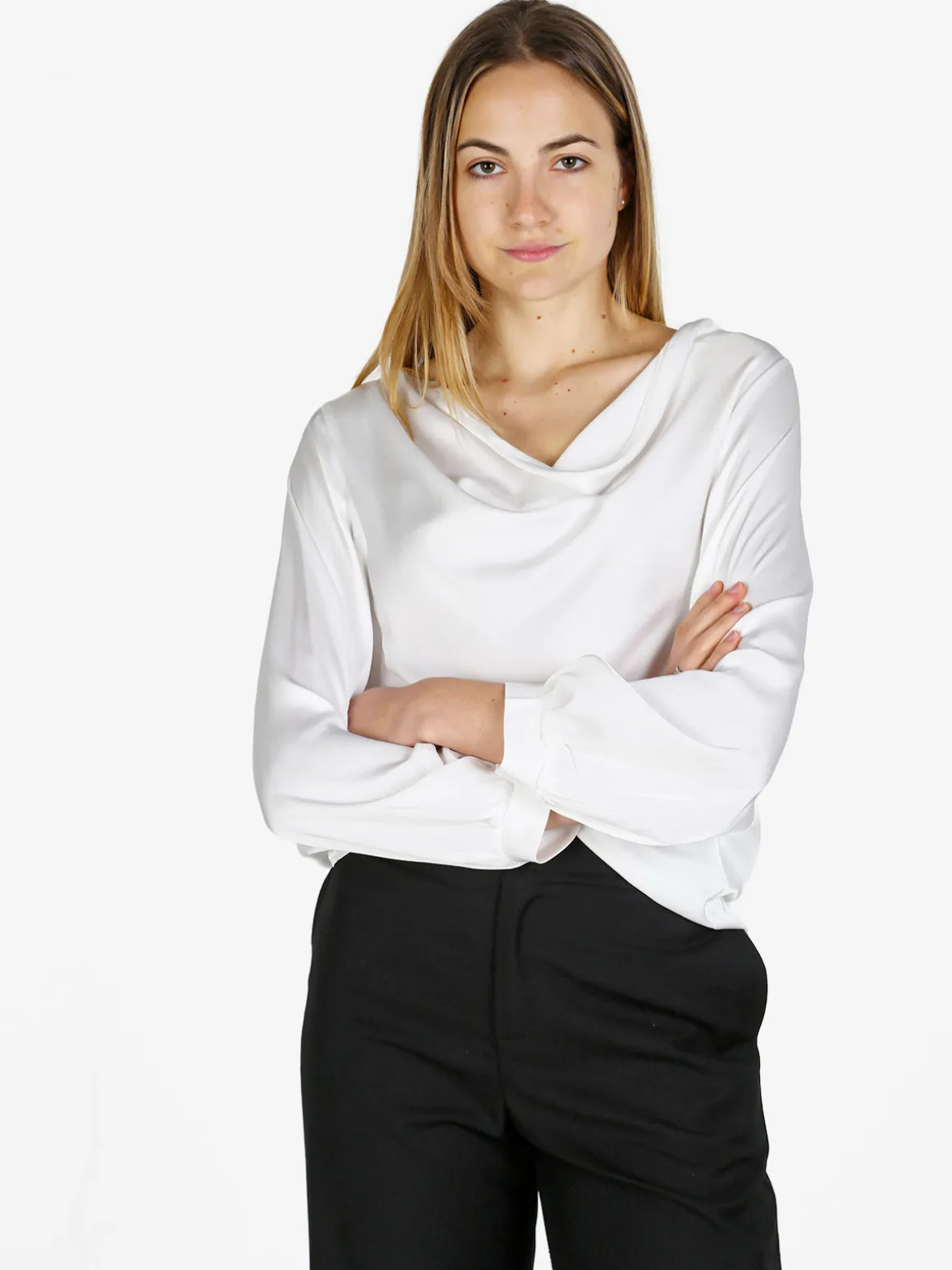 Solada Blusa donna a maniche lunghe con scollo a cascata