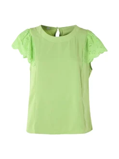 Solada Blusa donna con maniche corte in pizzo macramè - verde chiaro
