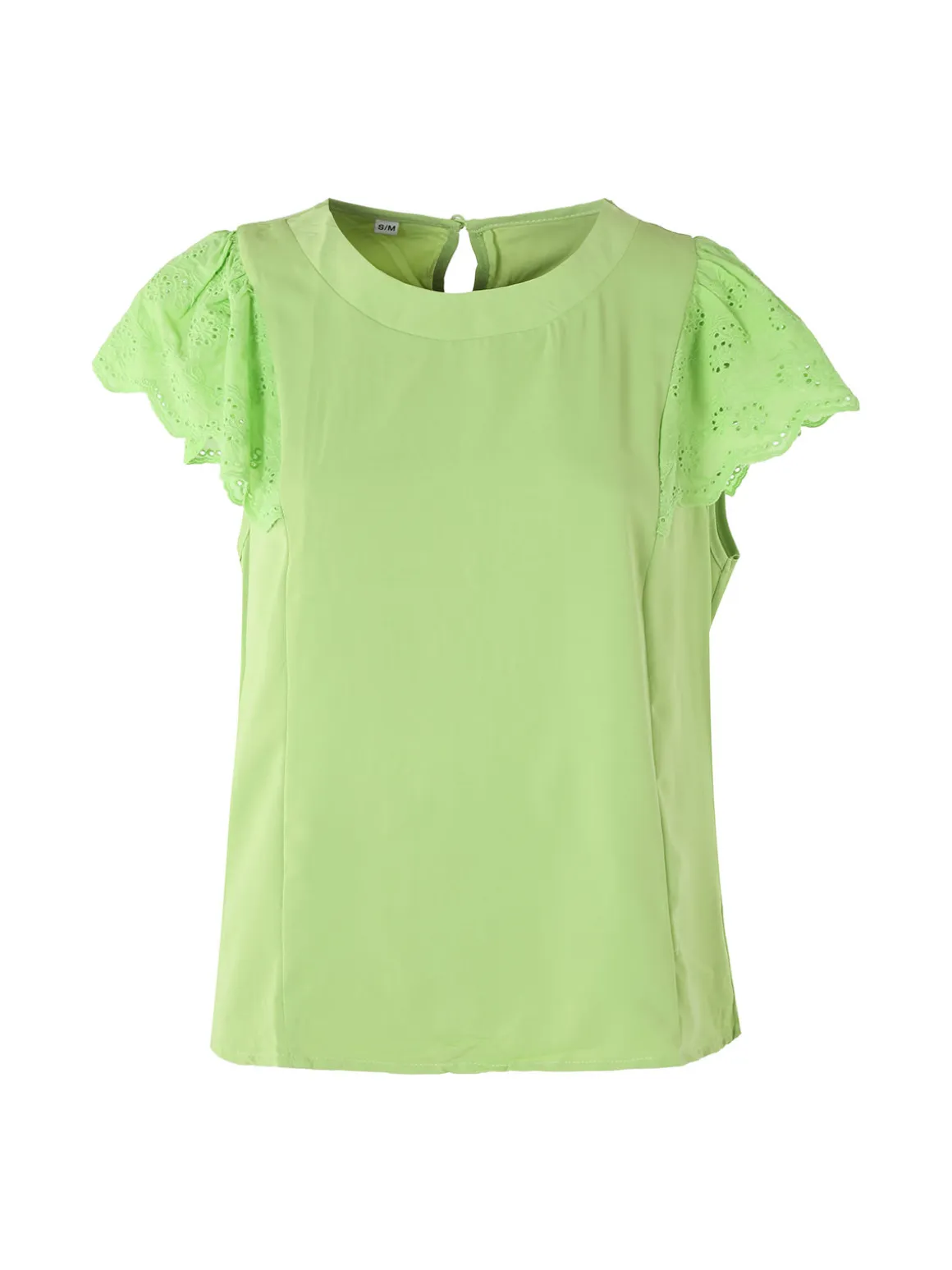 Solada Blusa donna con maniche corte in pizzo macramè - verde chiaro
