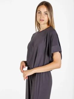 Solada Blusa donna con maniche corte a pipistrello - grigio
