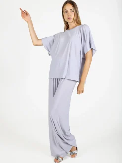 Solada Blusa donna con maniche corte a pipistrello - perla
