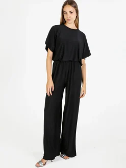 Solada Blusa donna con maniche corte a pipistrello - nero