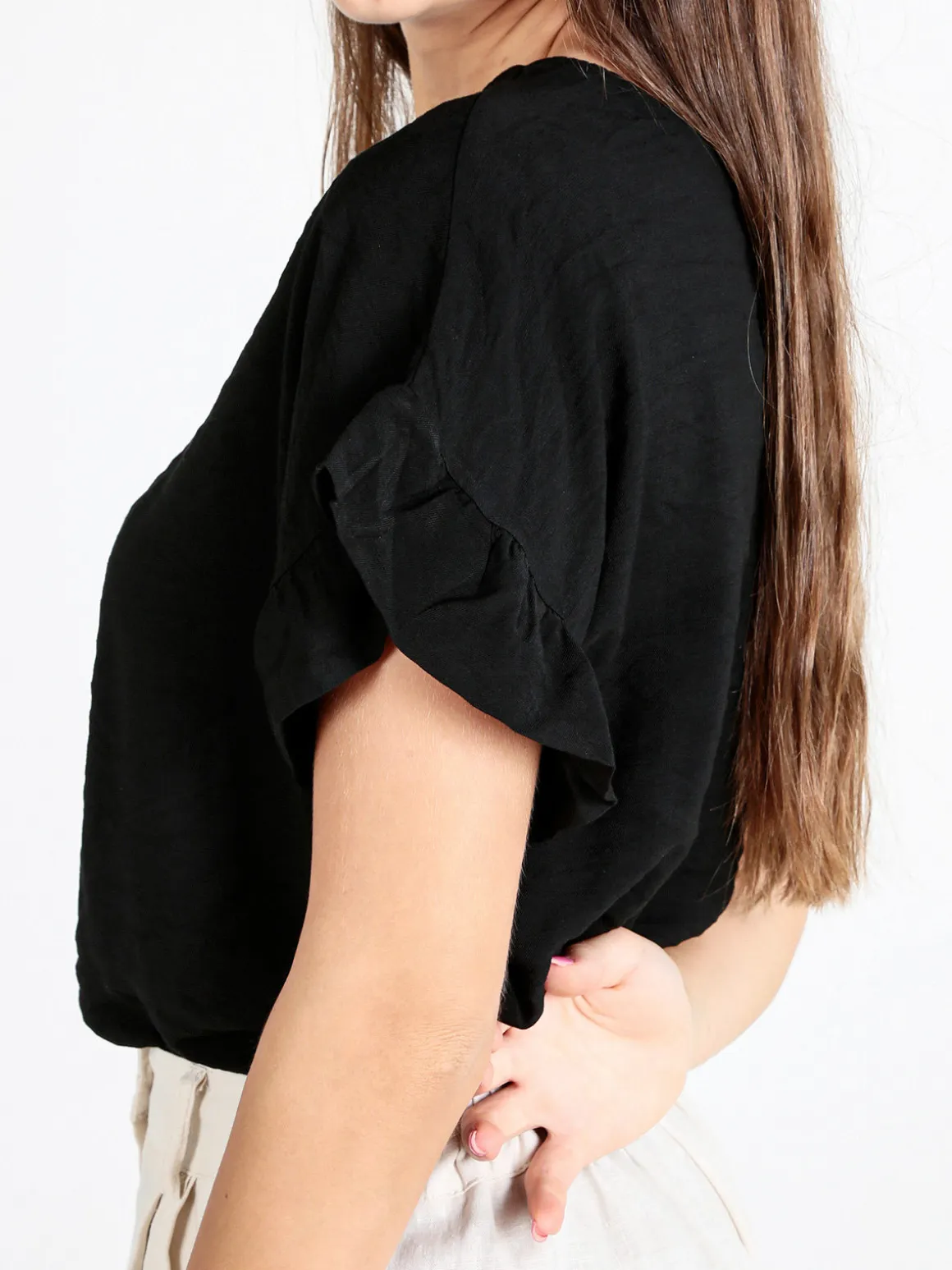 Solada Blusa donna con maniche corte a volant
