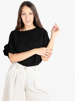 Solada Blusa donna con maniche corte a volant