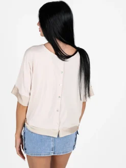 Solada Blusa donna con maniche corte a pipistrello e bottoni dietro