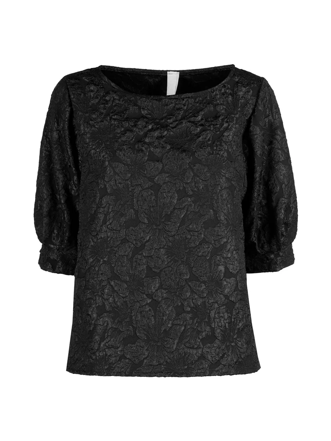 Solada Blusa donna con ricami e maniche corte a palloncino - nero