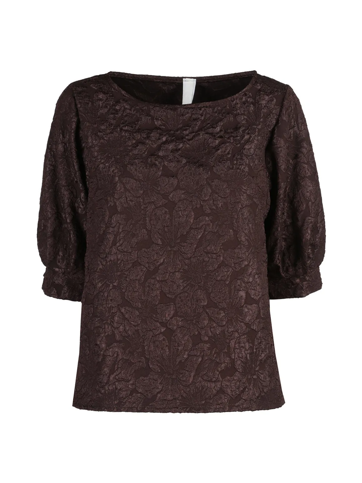 Solada Blusa donna con ricami e maniche corte a palloncino - moro