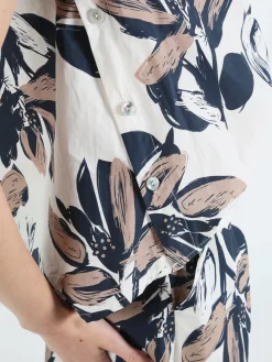 Solada Blusa donna floreale in cotone con bottoni laterali