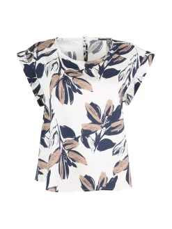Solada Blusa donna floreale in cotone con bottoni laterali