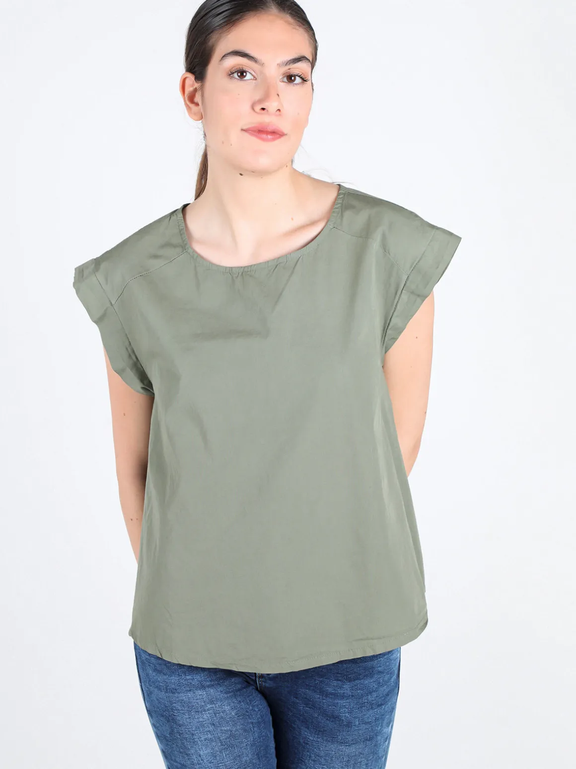 Solada Blusa donna in cotone con bottoni laterali