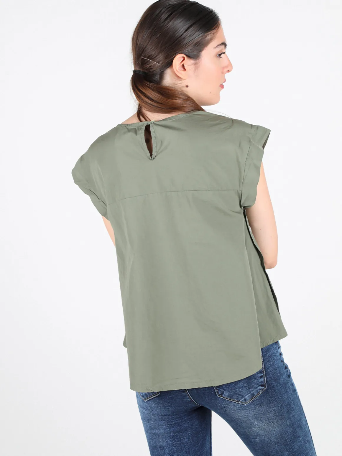 Solada Blusa donna in cotone con bottoni laterali